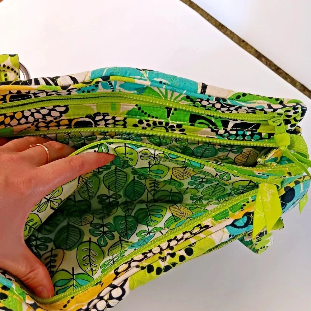 Vera Bradley Frame Bag Satchel Lime's Up Retired Floral Quilted Green Blue